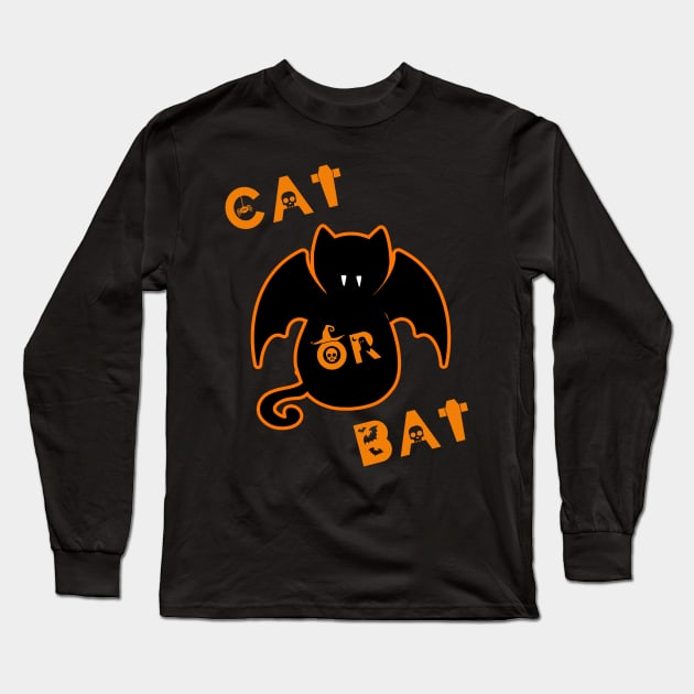 unny Gifts for Halloween Cat or Bat Long Sleeve T-Shirt by MARKBAY Shop